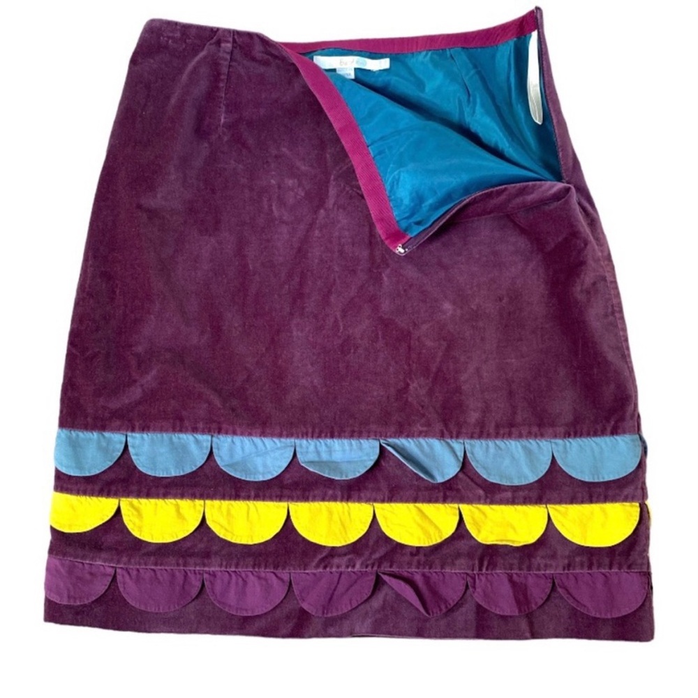 Boden Purple Cotton Velvet Scallop Trim Straight Skirt – Size 12